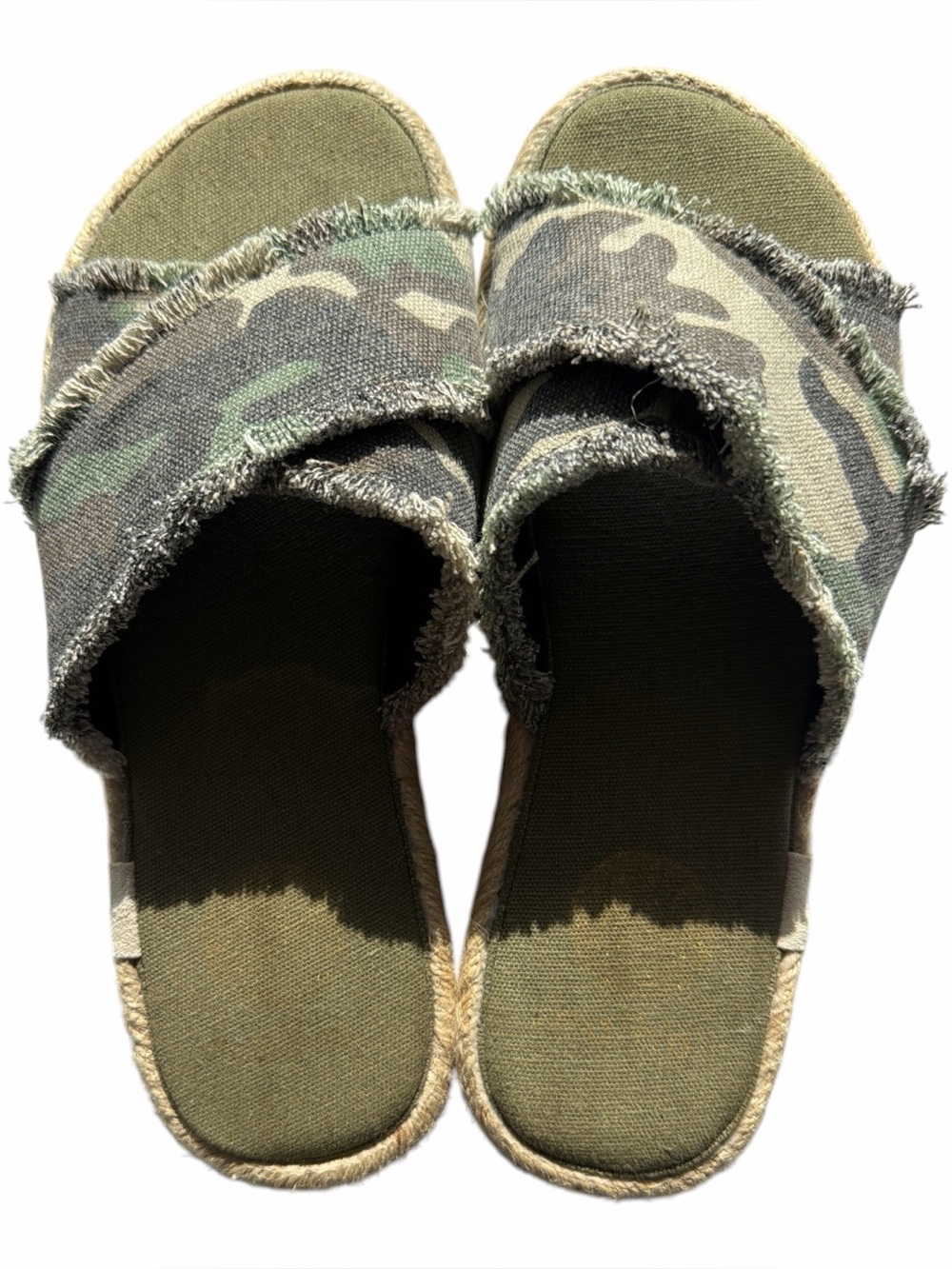 NAHLO Kamala Camo Print Yoga Mat Platform Espadrilles Slides size 7 - Picture 1 of 11